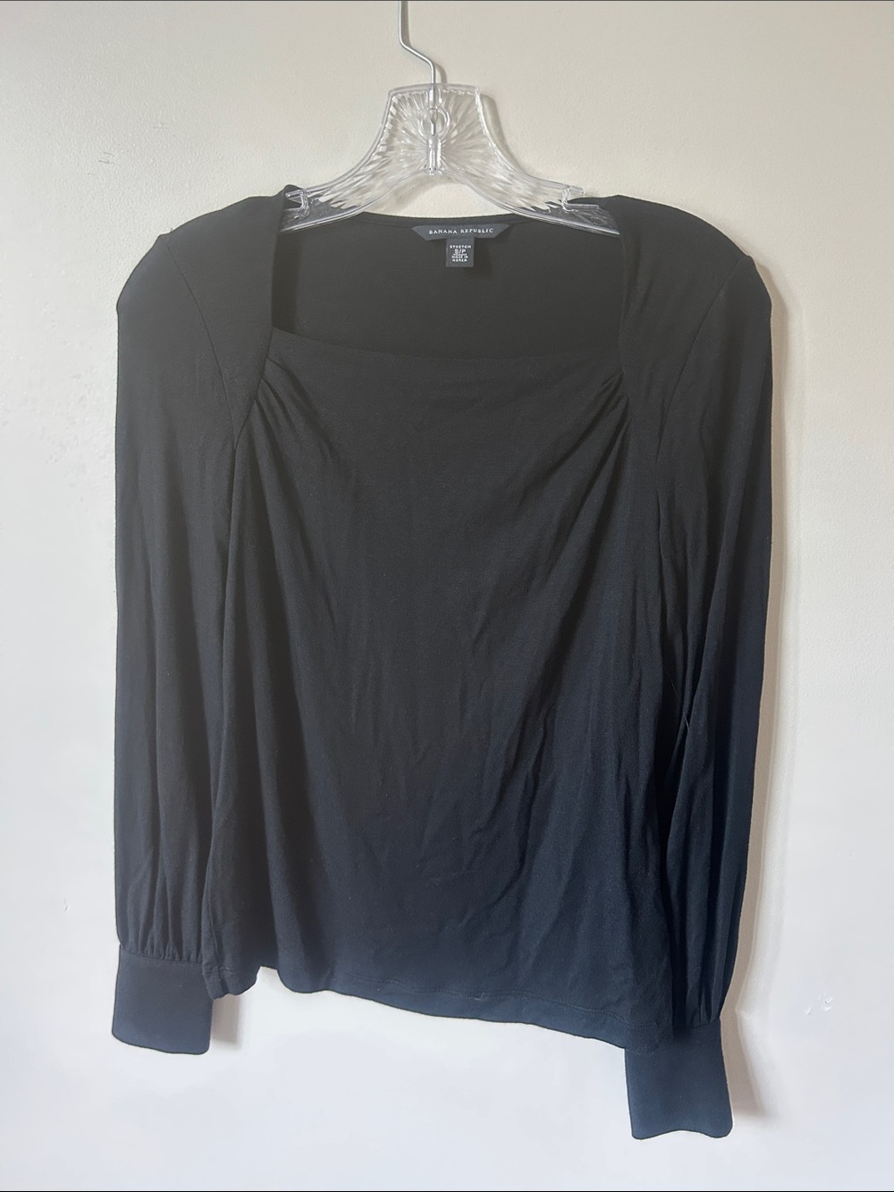 Banana Republic Black Square-Neck Long Sleeve Top